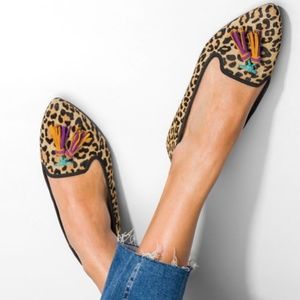 Women's Leopard Print Flat Sadie Tassel Slip-On Hush Puppies Size 9.5